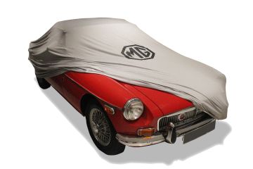 MG MGB Roadster Indoor Autohoes - Zilvergrijs met logo